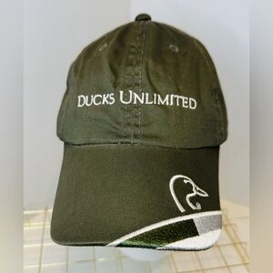 DUCKS UNLIMITED Olive Green Embroidered Baseball Cap Hat Adjustable